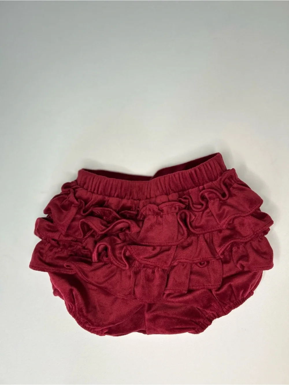 Tommy Bahama Burgundy Velvet Tiered Ruffle Baby Bloomers 3-6M